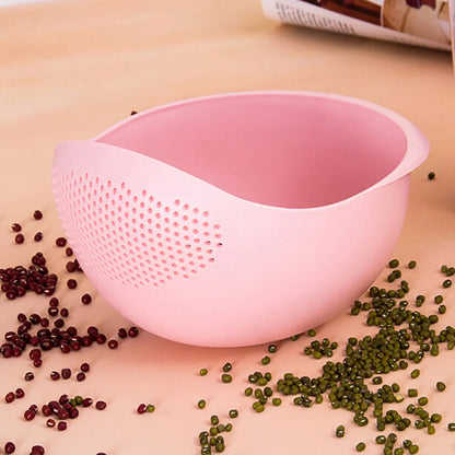 1/3pcs- Colander Rice Bowl Drain Basket Fruit Bowl Washing Drain Basket with Handle Washing Basket Home Kitchen Organizer - P
