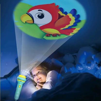 10 Cards Cartoon Projection Flashlight 80 Patterns Creative Children Flashlight Toy Projector Baby Toys Bedtime Story Book To