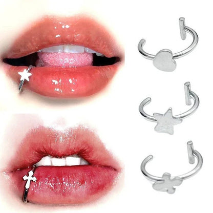 2Pcs/6Pcs Stainless Steel Fake C Clip Lip Ring Labret Piercing Earring Fake Nose Piercing Cool Women Body Jewelry Non-Pierced
