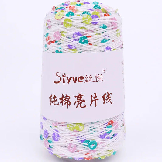 Crochet Sequin Yarn, 100g Cotton Thread, Hand Woven Yarn for DIY Accessories, Knitting Yarn for Fashion Projects, Unique Birt