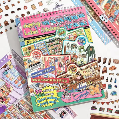 8 Types of Scene Simulation Store Management Stickers Collection, Supermarket and Convenience Store Themes DIY Handmade Stick