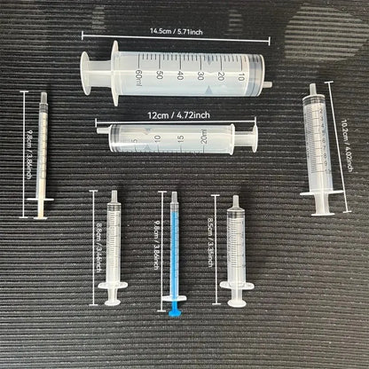 14/10pcs Syringe Set with Blunt Needles, Various Size1ml,3ml,5ml,10ml,20ml,60ml,Plastic, for Refilling, Measuring, Scientif