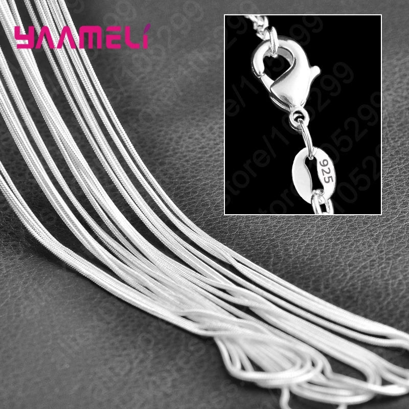 10PCS Pure 925 Sterling Silver Charm Link Chain Necklace Jewelry with Strong Smooth Lobster Clasps 16-30 Inches