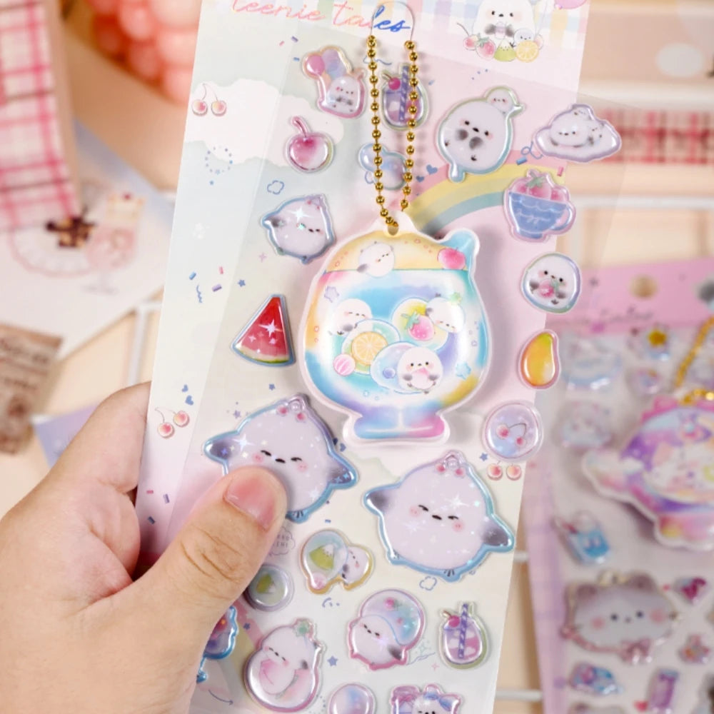 2 pcs Random Fun Pinch Hanging Cartoon 3D Puffy Stickers Scrapbooking Diy Journal Stationery Sticker Cute Deco School Supplie