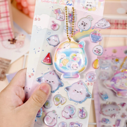 2 pcs Random Fun Pinch Hanging Cartoon 3D Puffy Stickers Scrapbooking Diy Journal Stationery Sticker Cute Deco School Supplie
