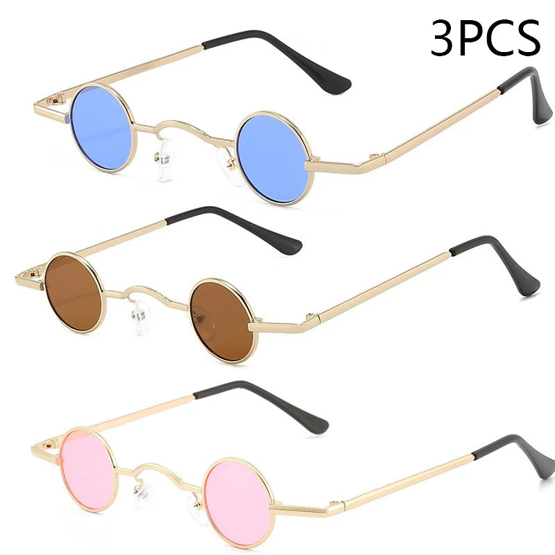 Vintage Rock Punk Man Sunglasses Classic Small Round Sunglasses Women Wide Bridge Metal Frame Black Lens Driving Eyewear - da
