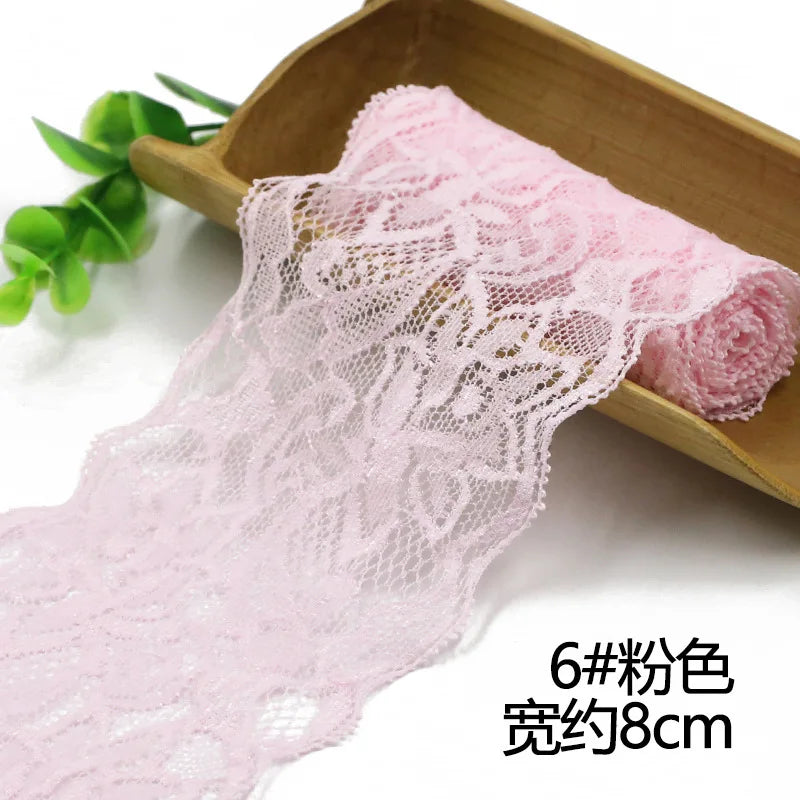 Lace Trim 1 Meter, Elastic Ribbon for Sewing, Wide Lace Trim, DIY Crafts, Scrapbooking Supplies, Crochet Pattern Ribbon in Co