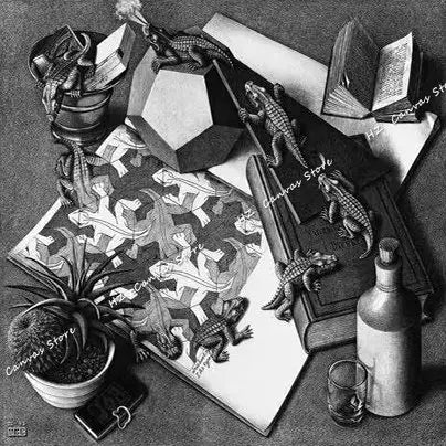 Modern Abstract Art Escher Surreal Geometric Artwork Posters Prints Canvas Painting Wall Art Pictures for Living Room Home De