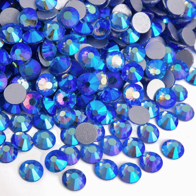 Billow Blue Series Non Hotfix Rhinestones SS6-SS30 Nail Charm Art Flatback Crystals Super Glitter Glass Strass for DIY Craft
