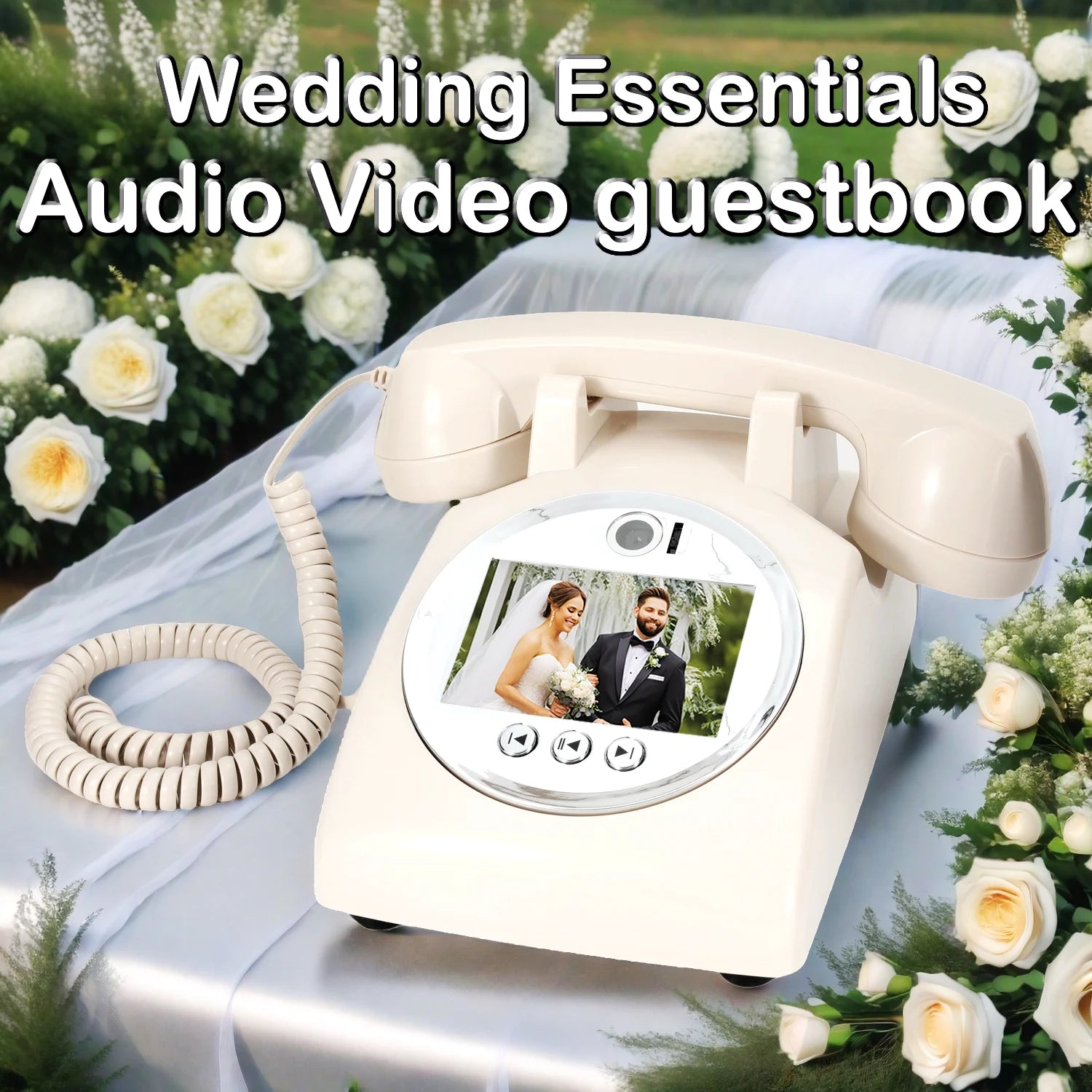 Wedding Audio Video Guestbook Phone Unique AV Guestbook Phone for Weddings Banquet Guest Video Sign-in Phone Party Wishes Vid