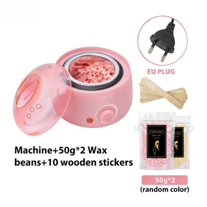 200CC Wax Heater Warmer Hair Removal Machine For Hand Foot Body SPA Epilator Paraffin Wax Pot +Wax Beans + Wood Sticks - Pink