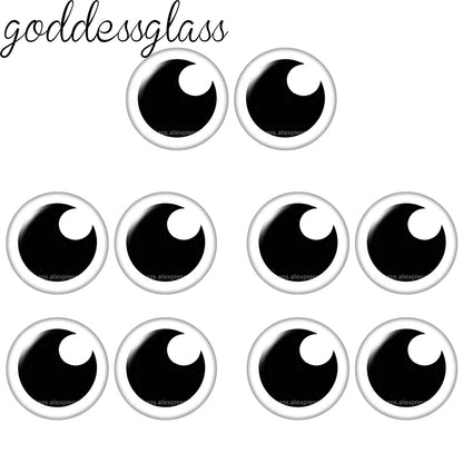 Glass Cartoon Doll Round Eyes Heart Pupil Lovely 10pcs 12mm/18mm/20mm/25mm Round Cabochon Flat Back Making Findings Jewelry