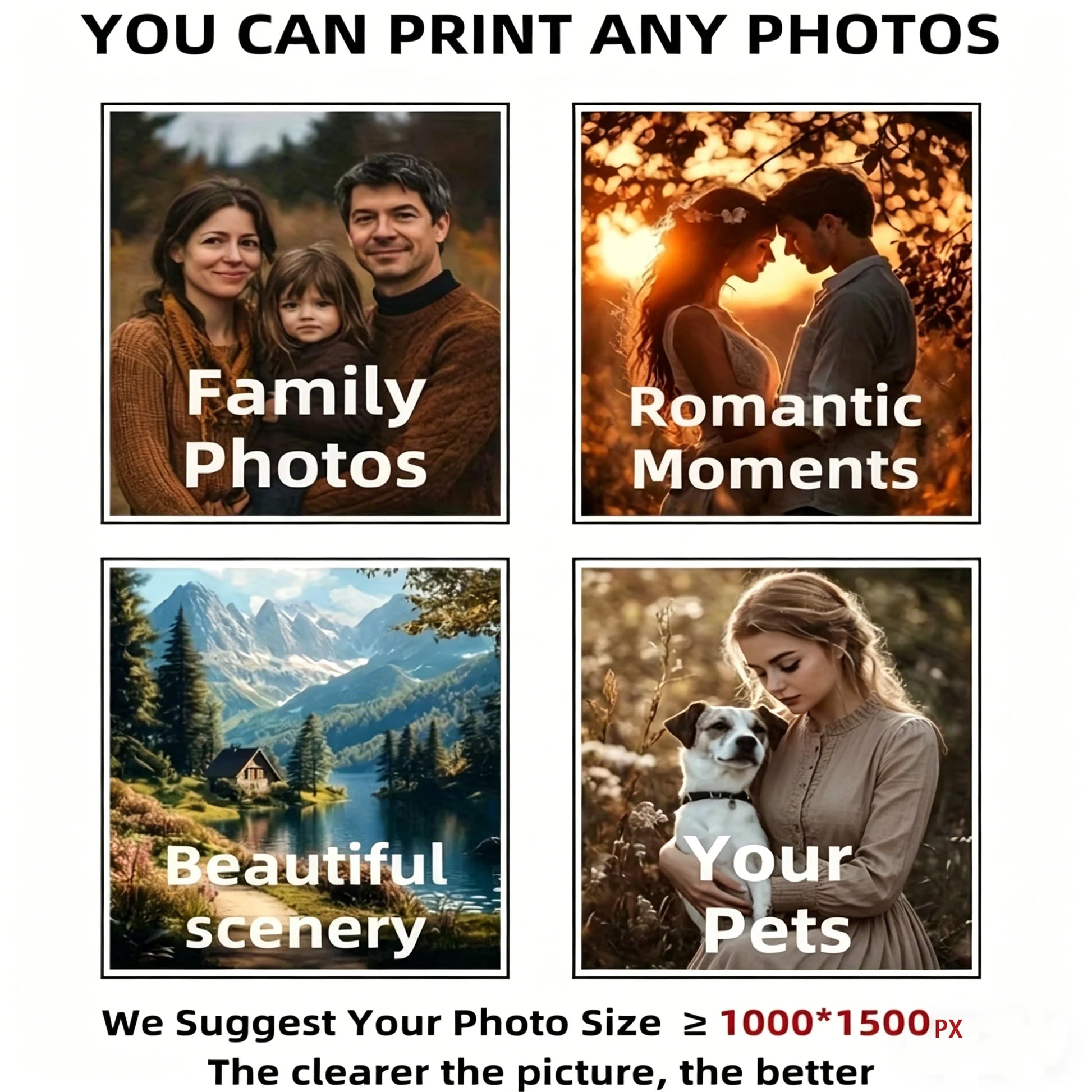 Custom Frameless Canvas Art Poster Family Portraits, Landscapes, Animals Holiday Decorations Home Room Decor