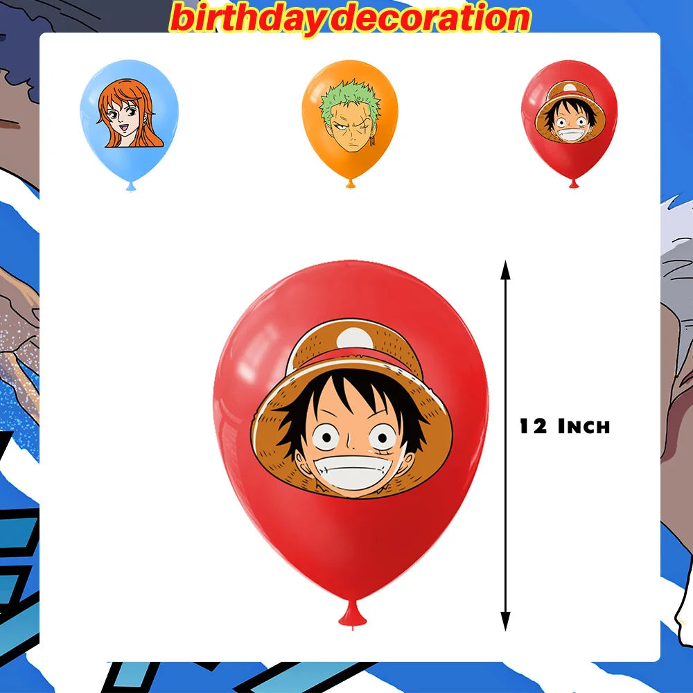 One Piece Birthday Party Dinner Plates Hanging Banner Cake Decoration One Piece Luffy Balloon Party Decoration Theme Props Gi
