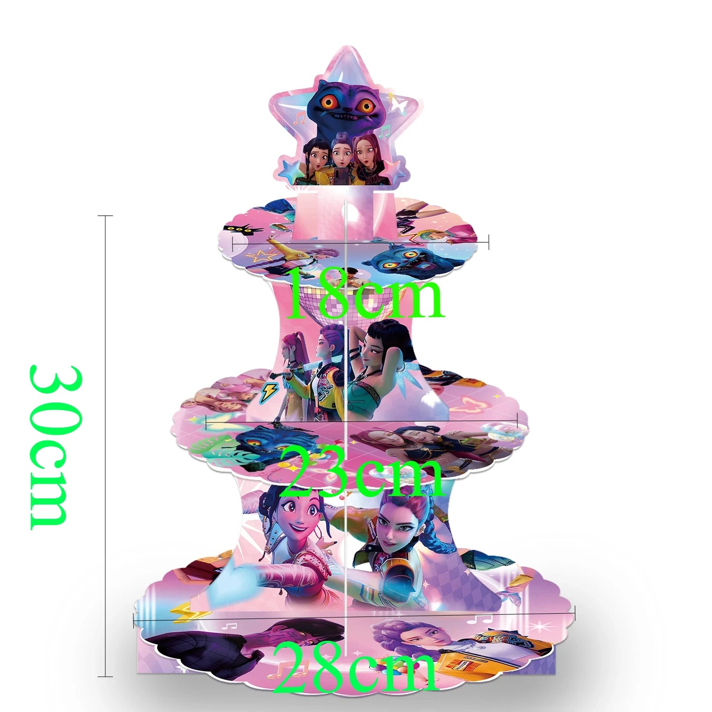 Kawaii Party Decoration KPOP Demon Hunters Cake Rack Three Layer Cake Stand Cartoon Halloween Decorations