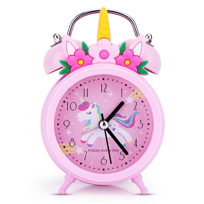 Pink Unicorn Kids Alarm Clock Double Bell Clock with Backlight Cute Desk Clock Home Decoration Будильник Kid Gifts Reveil Enf