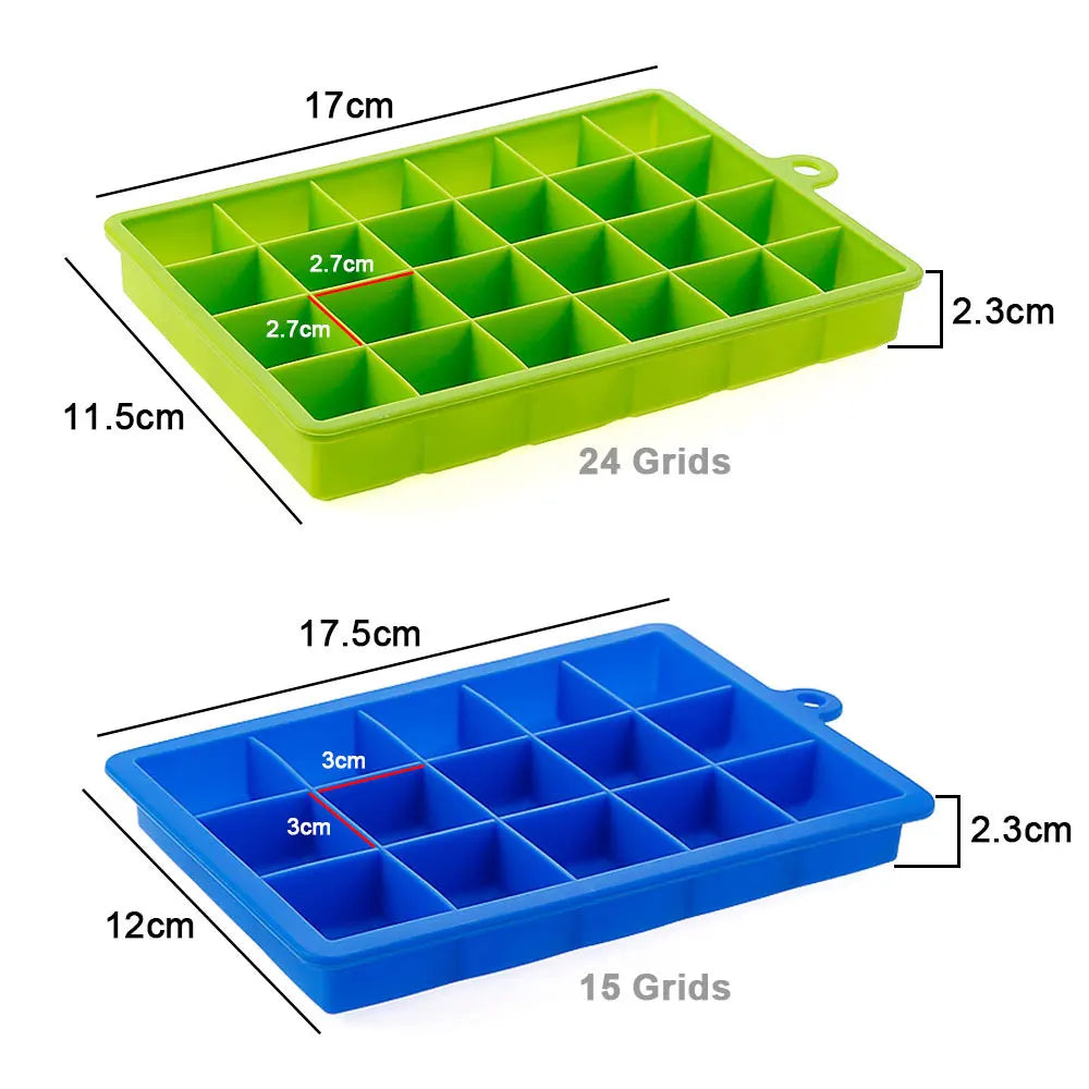 Silicone world Silicone Ice Cube Mold 15/24 Grids Square With Lids Trays Icecream Cold Drinks Whiskey Cocktails Tools Ice Mol