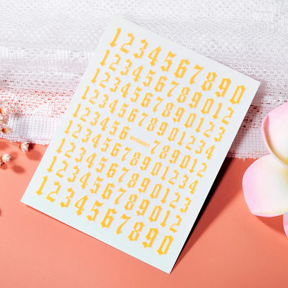 1PC 26-English Alphabet Number 3D Self-adhesive Nail Art Decal Sticker Word Small Letter Nail Decals Sticker Manicure Decorat