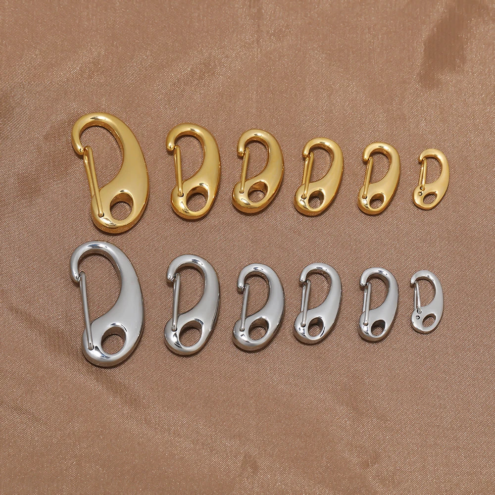 5pcs Stainless Steel D Lobster Clasps Spring Hooks Key Chains Bags Snap-fastener Buckles Connectors DIY Jewelry Accessories