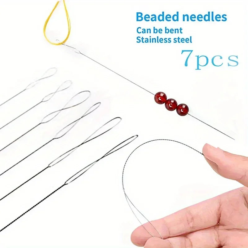 7pcs Stainless Steel Bead Needles Magical Fine Bead DIY Jewelry Making Tools Handicrafts Bead Accessories Sturdy Durable Flex
