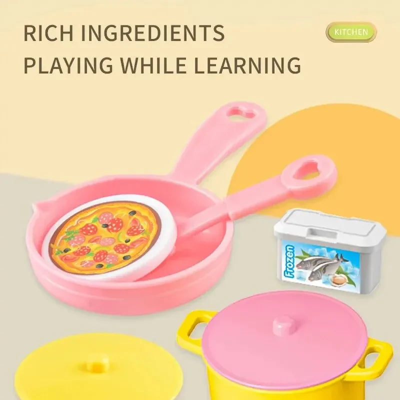 Mini Kitchen Counter Play Set DIY Simulated Cooking Food Tableware Play House Role Play Pretend Game Toy Gift Kid Boy Childre