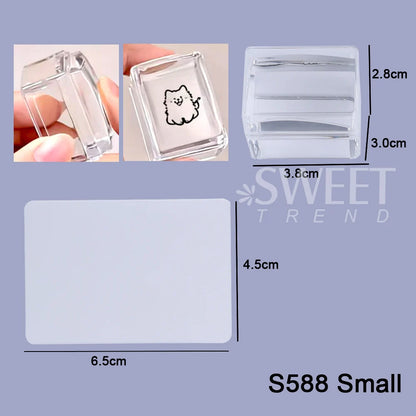 Square Nails Art Stamping Plates Kit French Manicure Transparent Silicone Polish Stencil Template Seal Stamper Scraper Nail T