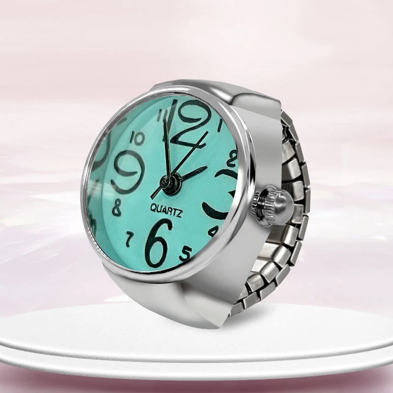 New Ring Watch Creative Circular Dial Alloy Shell Finger Couple Men And Women