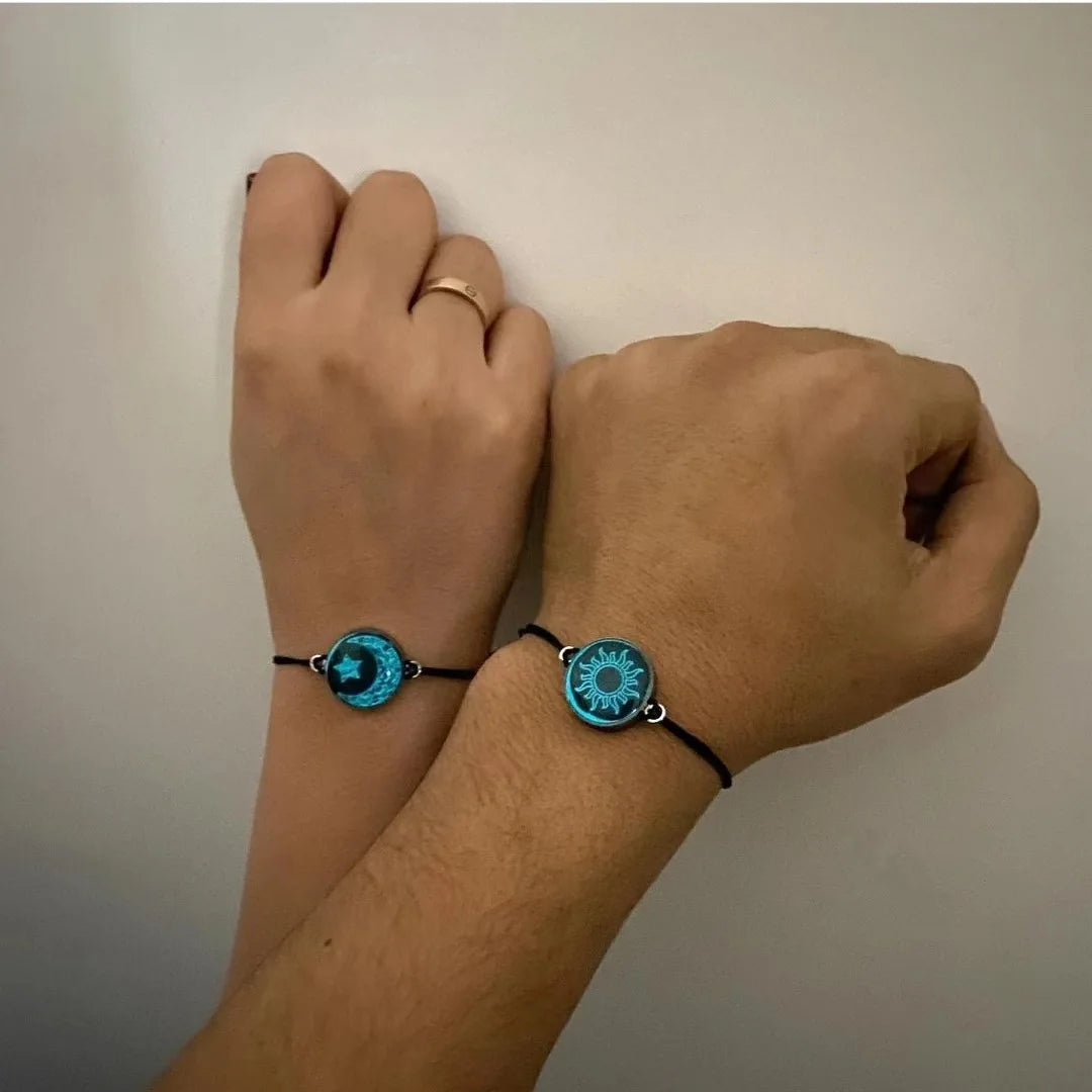 Romantic Luminous Sun Moon Couple Bracelets for Women Men Handmade Braided Rope Matching Bracelet Charms Lover Jewelry Gifts