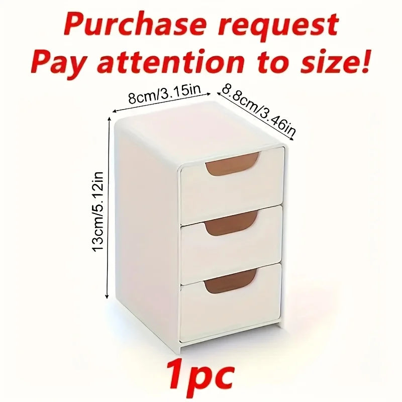 Chic 3-Tier Desk Organizer with Drawers - Ideal for Office Supplies, Jewelry & Cosmetics Storage - Portable Divider Box - WHI