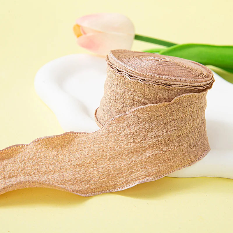 10Yards/Roll Fishtail Yarn Pleated Chiffon Ribbon Wavy Edged Ribbon For DIY Craft Bouquet Gift Wrapping Wedding Party Decorat