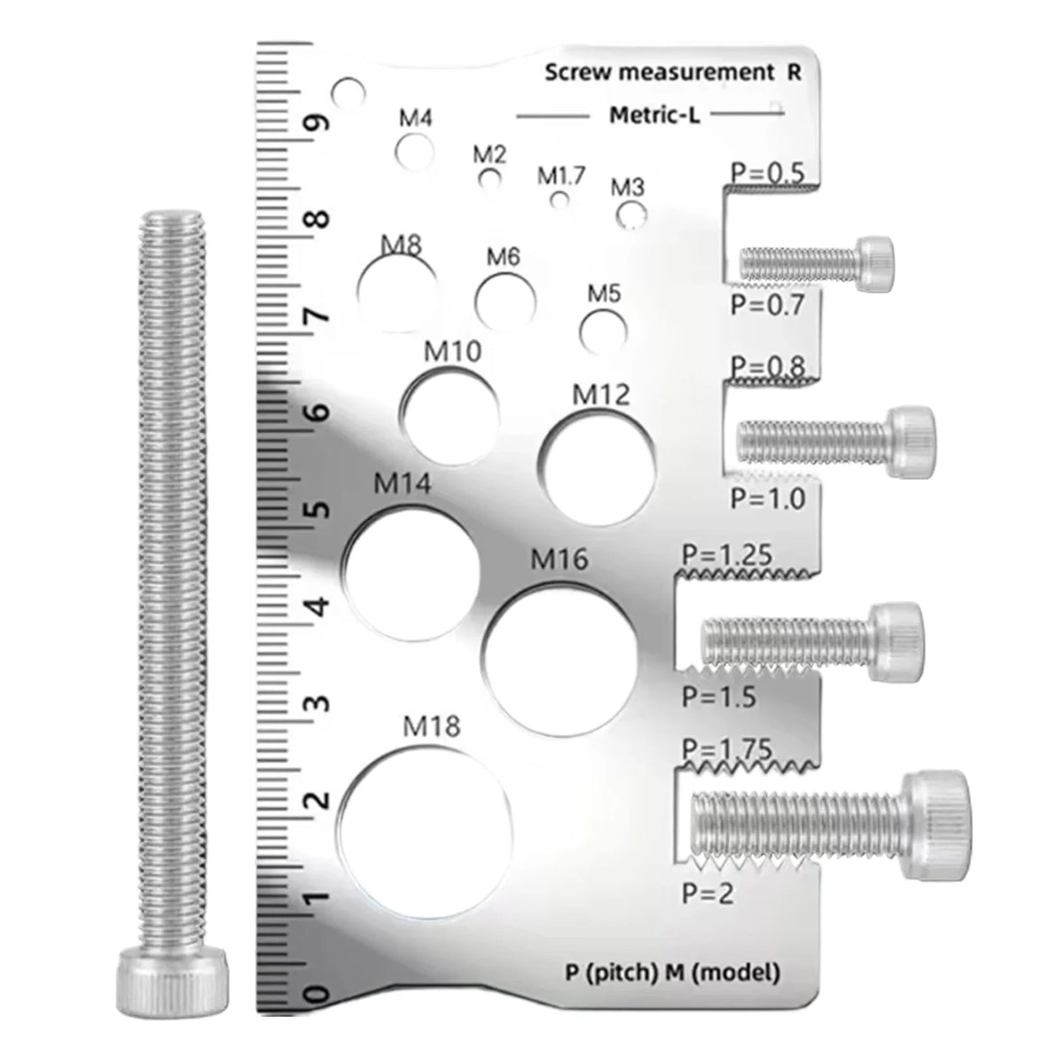 Screw Thread Pitch Gauge Ruler Measuring Tool Bolt Nut Metric Machining Threads Screw Cutting Gauge Angle Model Measuring