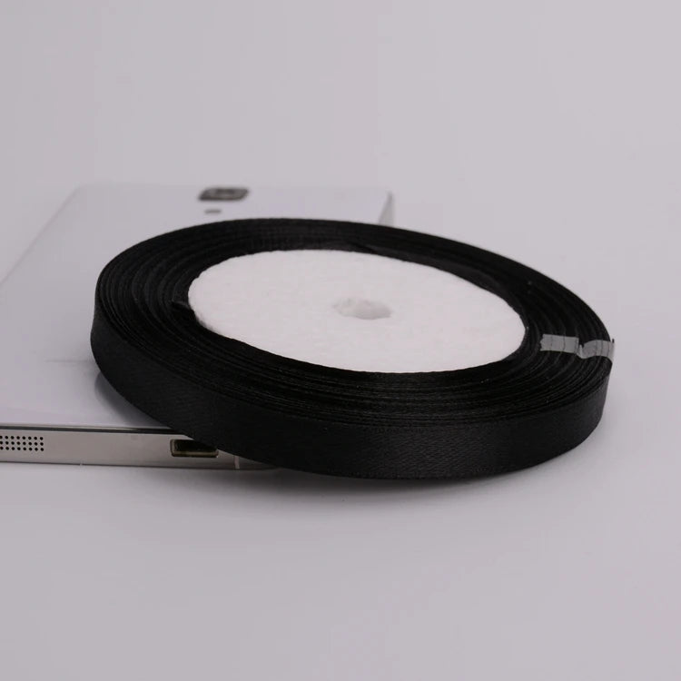 Black Single Face Satin Ribbon 6-10-12-15-20-25-40-50mm Gift Packaging Tape Christmas Halloween Birthday Party Decoration - 1