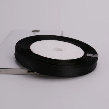 Black Single Face Satin Ribbon 6-10-12-15-20-25-40-50mm Gift Packaging Tape Christmas Halloween Birthday Party Decoration - 1