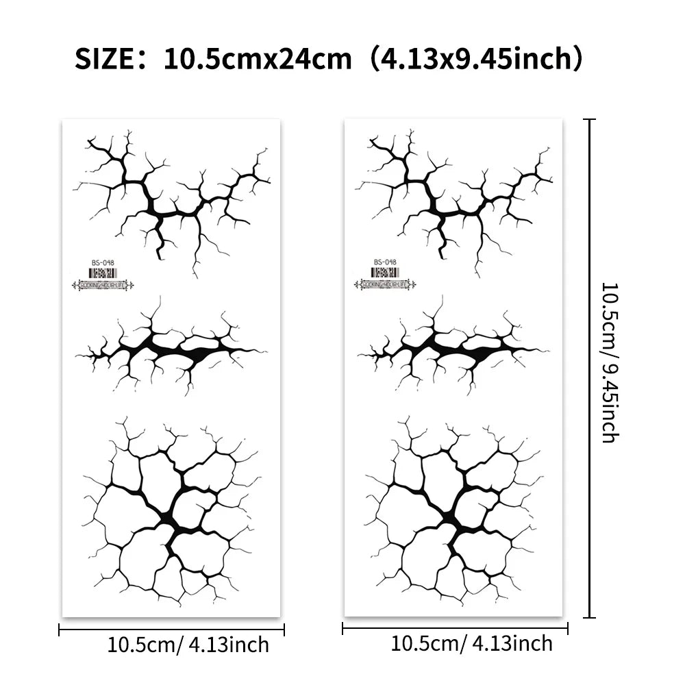 2Sheets Large Halloween Black Lightning Temporary Tattoo Sticker for Halloween makeup – Realistic Vein Design Face Tattoo Bod