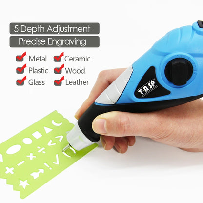 13W Electric Engraver Tool Engraving Pen for Wood Metal Stainless Steel Glass Plastic Etching with Carbide Tips & Craft Stenc