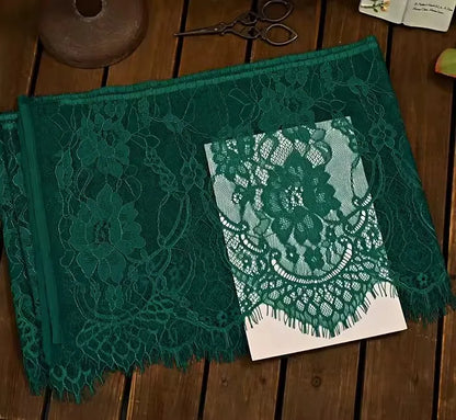 26cm Wide Eyelashes Lace Trim DIY Handmade Decoration Clothing Wedding Dress Lace Skirt Sleeve Accessories Fabric - green