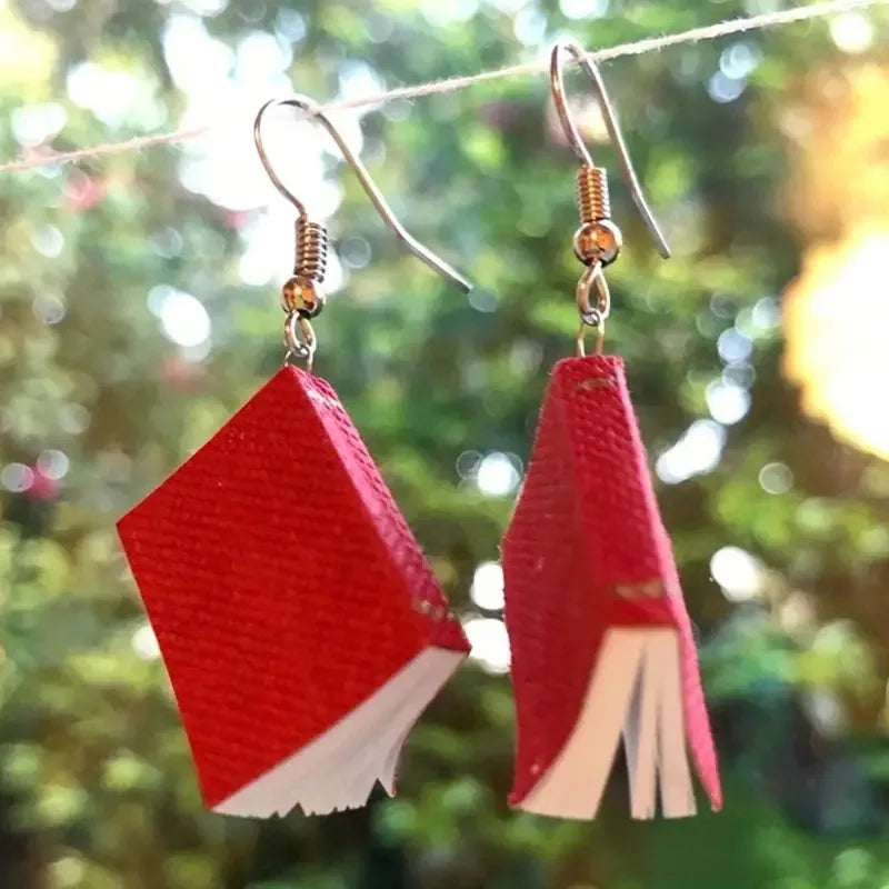 Back To School Season Back To School Season Three-dimensional Book Pendant Earrings Artistic Fashionable Novel Creative Earri