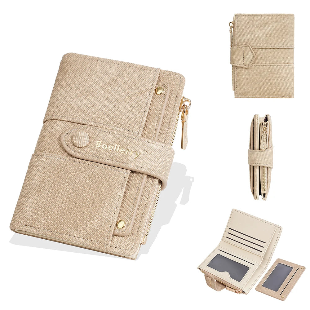 Baellerry New Fashion Women Short Wallets Zipper Coin Bags Top Quality Female Purse Coin Pocket Women's Detachable Card Clip 