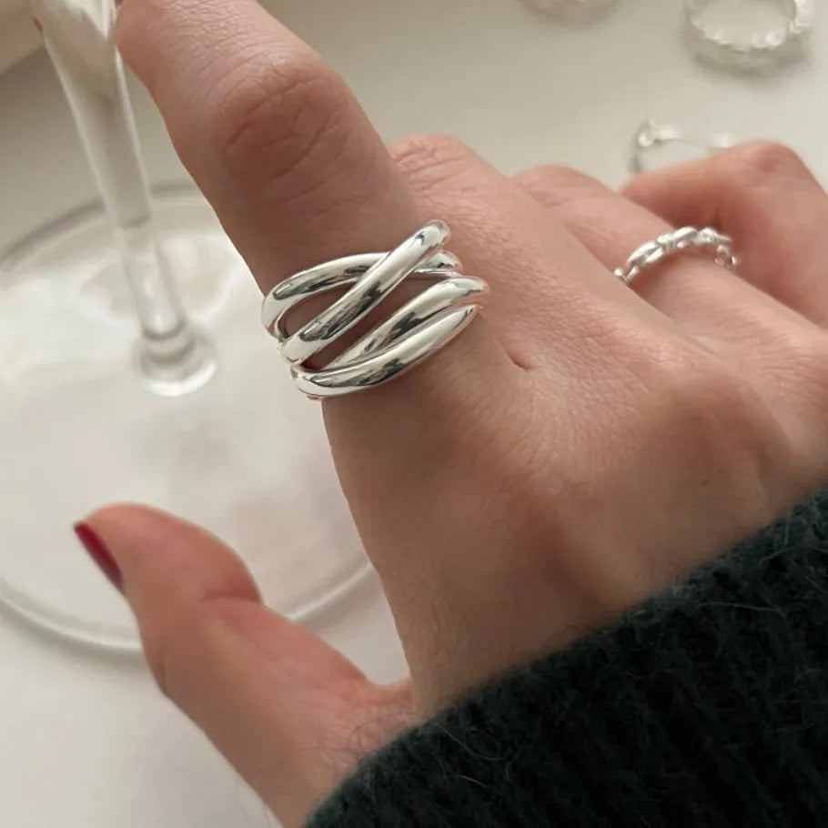 925 Sterling Silver Rings for Women Men Couple Minimalist Handmade Simple Interware Ring Party Jewelry Gift Prevent Allergy