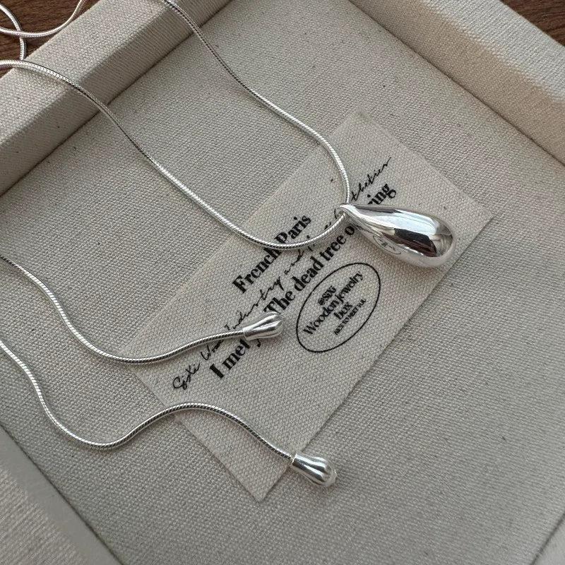 925 Sterling Silver Luxury Fashion Drop Necklace for Fall/Winter Sweater Chains Simple Versatile Pendant for Women Fine Jewel