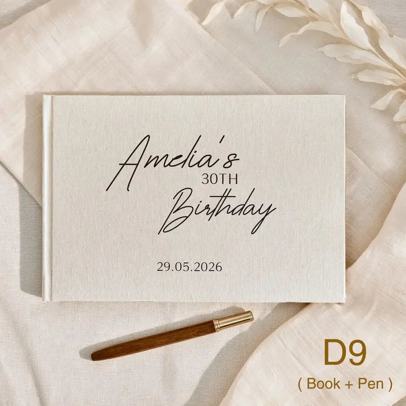 Custom Wedding Guest Book with Pen Personalized Linen Hardcover Photo Album Wedding Keepsake & Anniversary Memory Guestbook G