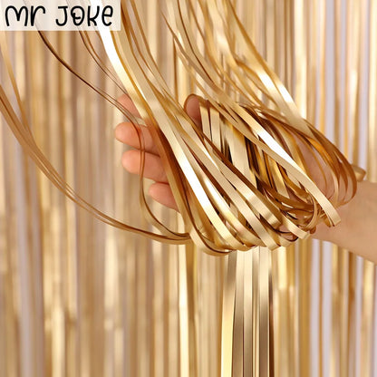 Top Matte Birthday Party Decoration Backdrop Foil Tassel Fringe Curtain Kids Adult Photo Booth Baby Shower Wedding Matte Drap