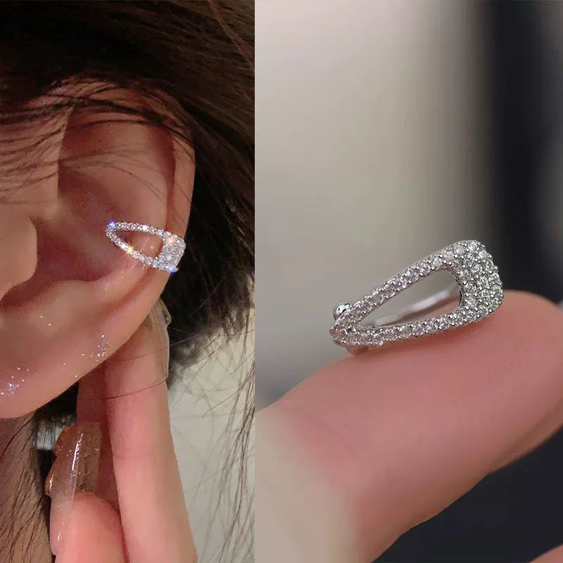 GUFTM Fashion Zircon Hairpin Ear Cuff No Piercing Earring Trendy Punk Unique Metal Geometric Ear Clip for Women Jewelry