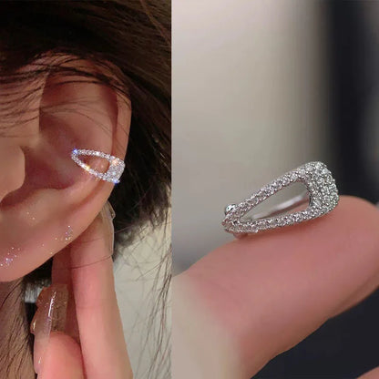 GUFTM Fashion Zircon Hairpin Ear Cuff No Piercing Earring Trendy Punk Unique Metal Geometric Ear Clip for Women Jewelry - 01