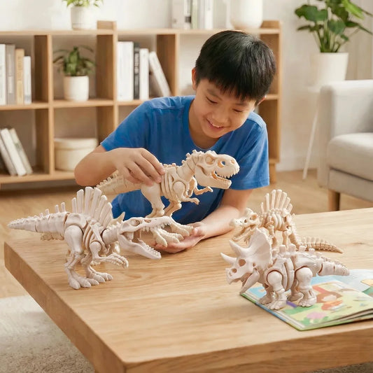 Simulation Dinosaur Fossil Plastic Skeleton Model Children's DIY Handmade Dinosaur Skeleton Assembly Kit Tyrannosaurus Rex Mo