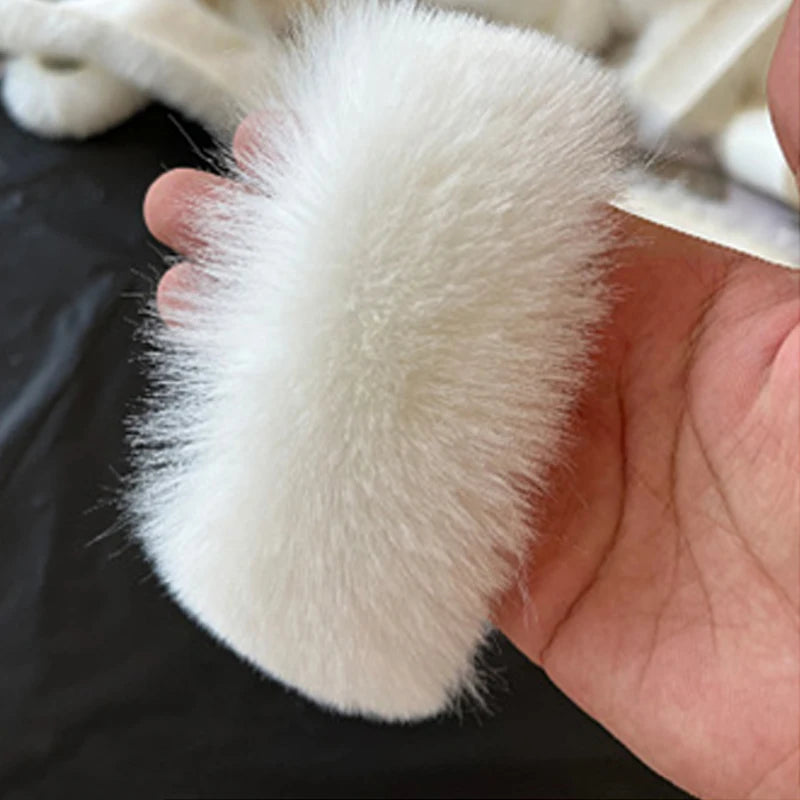 1m Faux Rabbit Fur Ribbon Trimming Fabric Soft Fluffy Plush Hair Tapes Stripe Fabric For DIY Garment Crafts Sewing Accessorie