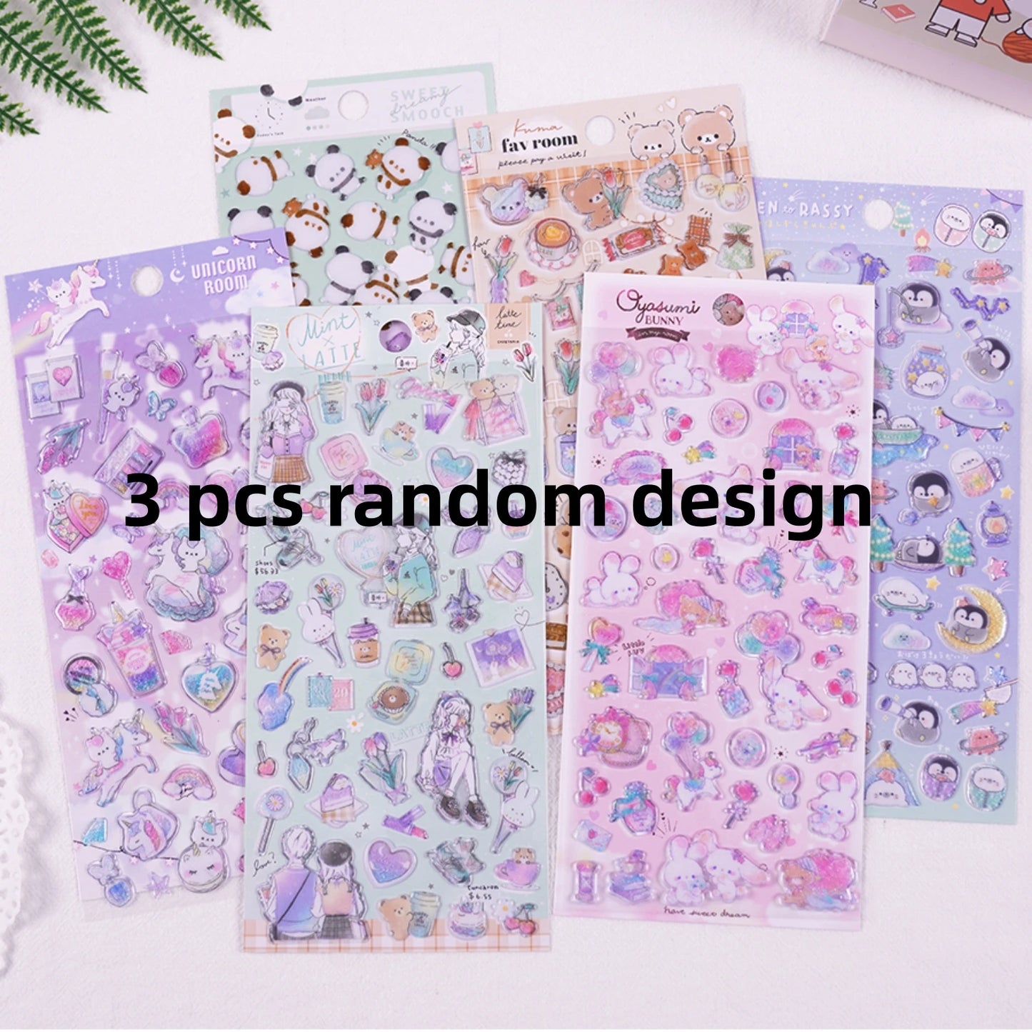 3 pcs Random Cute Candy Color Animals Flash Decor Stickers Scrapbooking Diy Journaling Cute Stationery Diary Sticker Gift Pri