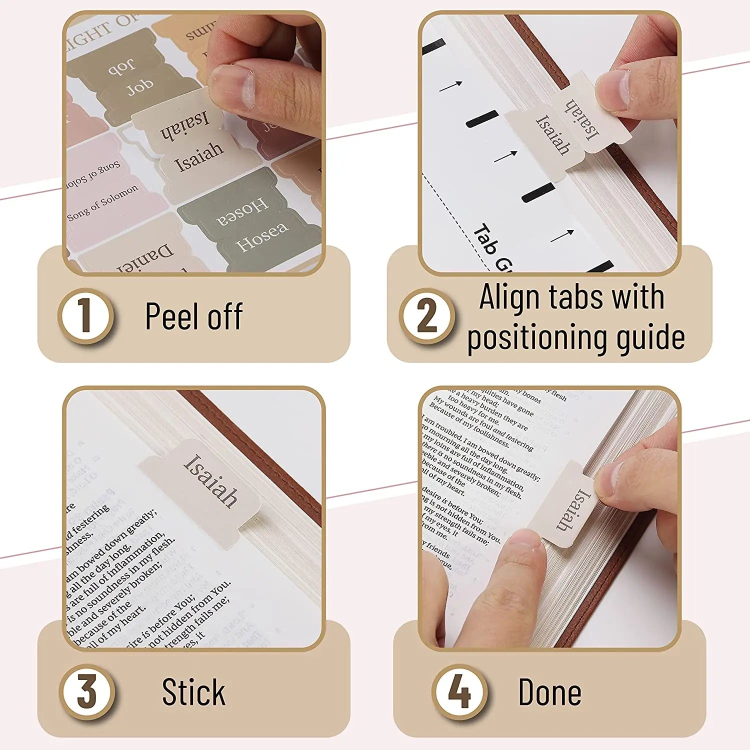 5 Sheets(75pcs) Bible Tabs Large Print And Easy-To-Read Bible Journaling Supplies Self-Adhesive Index Label Sticker Stationer