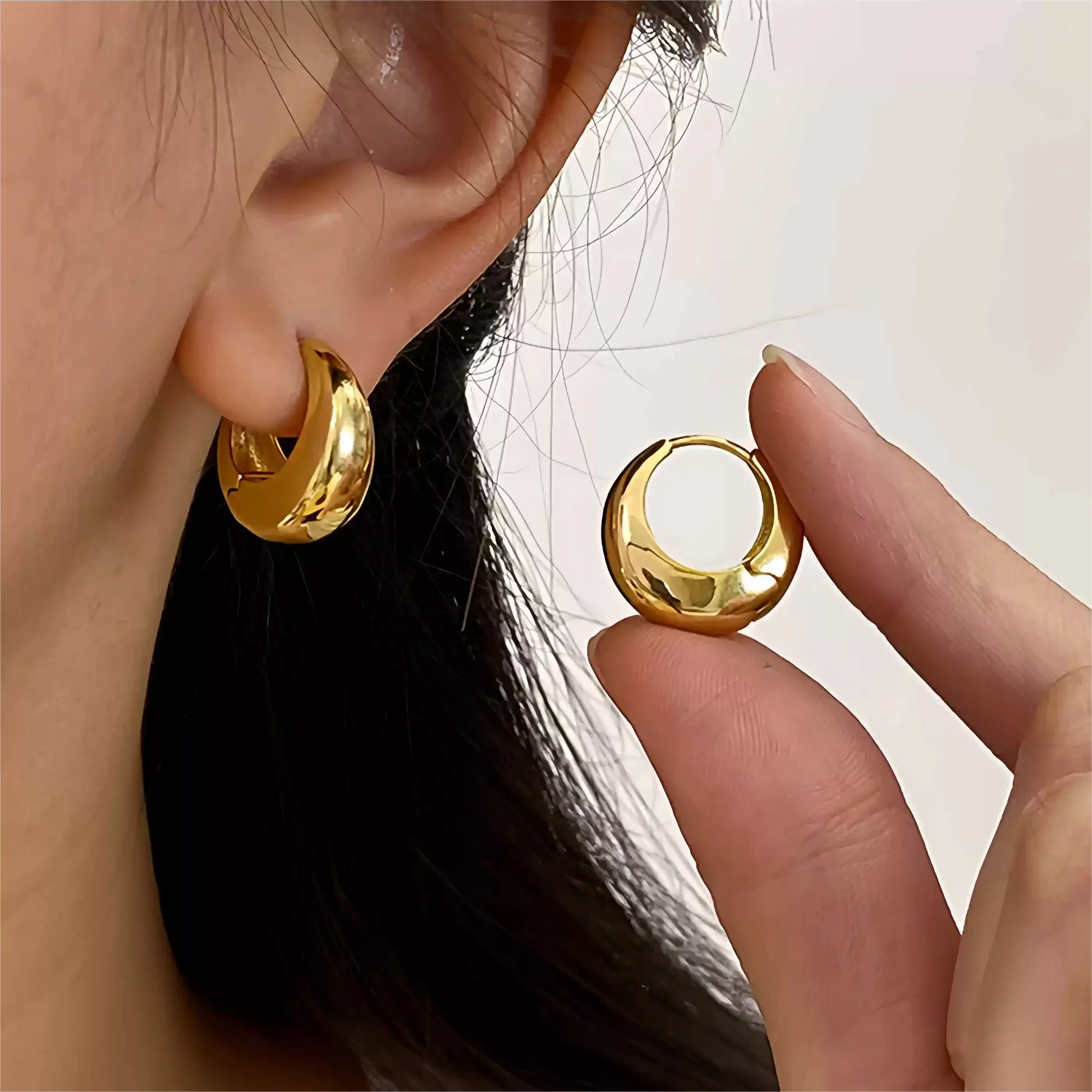 Fashion Stainless Steel Chunky Knot Earrings for Women Vintage Simple Multi-layer Circle Round Drop Earrings Punk Jewelry Gif