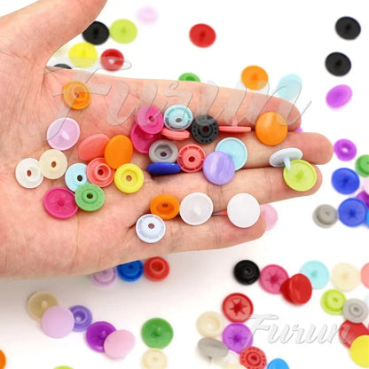 100sets Multiple Colors Plastic Snap Buttons Round Press Stud Fasteners for Baby Clothes Garment Accessories DIY Craft 20Colo